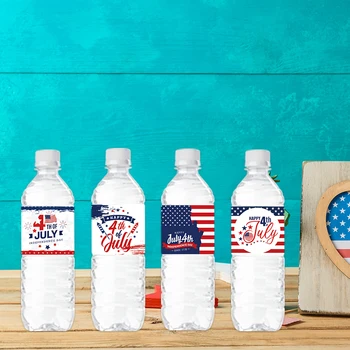Bağımsızlık Günü Maden Suyu Şişesi Etiketi Mutlu Amerikan Bağımsızlık Günü Tezahürat ABD 4th Temmuz 2023 Parti Dekorasyon Malzemeleri