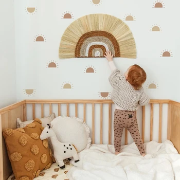 Boho Karikatür Güneş duvar çıkartmaları çocuk Odası için Bebek Kız Erkek Odası Dekorasyon Duvar Kağıdı İskandinav Kreş Vintage Çıkartmaları