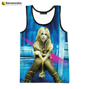 Britney Spears 3D Baskılı Tankı Üstleri Erkekler Yaz Yelek Kadın Moda Rahat CoolSleeveless Gömlek Hip Hop Büyük Boy erkek giyim