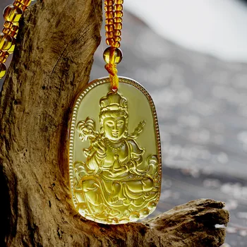 Cam Kolye Süs Ksitigarbha Bodhisattva Buda Heykeli Kolye Zenginlik Tanrısı Avalokitesvara Koruyucu Tanrı Hediye Kutusu