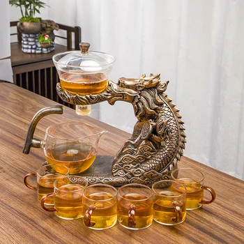 Cam çay seti Otomatik Demlik Çay Demlik Manyetik Su Saptırma ısıya dayanıklı Kung Fu Çay İçme Ejderha çay makinesi
