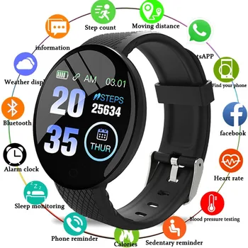 D18 akıllı saat Erkekler Kan Basıncı Su Geçirmez Smartwatch Kadınlar nabız monitörü Spor İzci İzle Spor Android IOS İçin