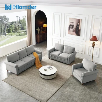 Depolama ile Keten kumaş döşeme koltuk takımları, çerçeve oturma odası kanepe mobilya için yüksek kaliteli masif ahşap ve Metalden yapılmıştır