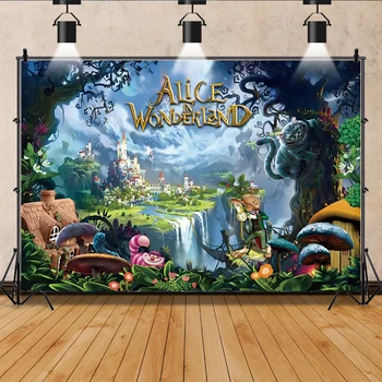 Disney Alice in Wonderland Posteri Fotoğraf Arka Plan Kız Bebek Doğum Günü Partisi Dekorasyon Afiş fotoğraf arka fonu Stüdyosu Özel