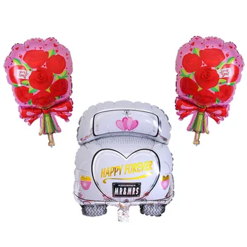 Düğün malzemeleri düğün araba Mylar balon balon dekoratif gül balon