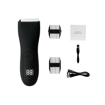 Elektrikli kasık saç düzeltici vücut damat tıraş makinesi erkekler için su geçirmez ıslak / kuru makası erkek yüz sakal