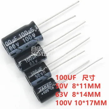 elektrolitik kapasitörler 100 UF 50 V 63 V 100 V 8 * 11 mm 8 * 14 mm 10*17 mm