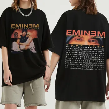 Eminem Öfke Yönetimi Tur 2023 T Gömlek Vintage Harajuku Komik Rick Tee Gömlek Kollu Erkek Büyük Boy T Shirt moda üst giyim