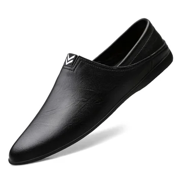 Erkek Bezelye Ayakkabı Rahat Hakiki Deri Erkek rahat ayakkabılar nefes alan loafer'lar Slip-on Ayakkabı Yürüyüş sürüş ayakkabısı