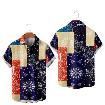 Erkek Gömlek Moda Karikatür hawaii Tarzı Üstleri Vintage Sokak Çocuk Gömlek 2023 Yeni Varış Yaz En Rahat Tees Bandana