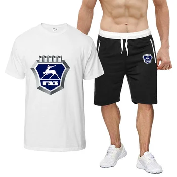 GAZ Gazelle 2023 erkek Yeni Yaz Spor Pamuk Baskı Kısa Kollu Nefes T - shirt Üstleri Ve Şort Gündelik Giyim Takım Elbise