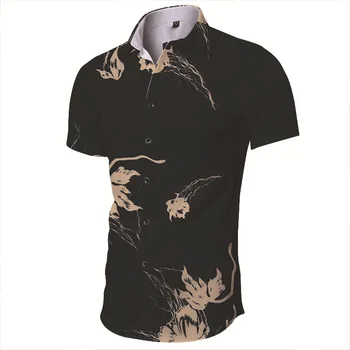 Gevşek Nefes 3d Baskı Moda Serin Moda Hawaii Gömlek Plaj Parti Üstleri Kısa Kollu Yaz erkek Gömlek Custom Made
