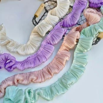 Glitter Süper Yumuşak Kristal Saten Çift Katmanlı Pilili Fırfır Dantel DIY Bayanlar Çocuk Giysileri Etek Ev Tekstili Dikiş Dekorasyon