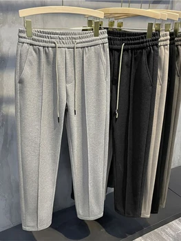 Gmııxder Erkekler rahat pantolon Sonbahar Temel Klasik Kore Streetwear Katı Boy Basit Pantolon Erkekler Zarif Kalın Takım Elbise Pantolon
