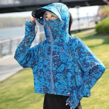 Güneş koruyucu kadın Şal 2023 Yaz Kısa İnce Buz İpek UV Geçirmez Gevşek Açık Bisiklet güneş koruyucu kıyafet Ceket Kapşonlu Üst