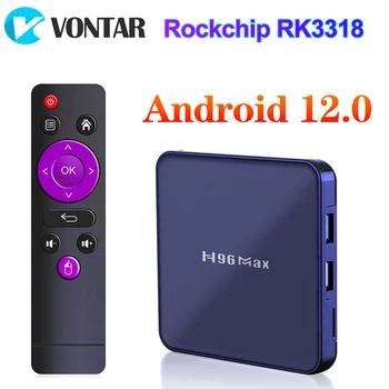 H96 MAX V12 akıllı tv kutusu Android 12 4GB 64GB 32GB Rockchip RK3318 Desteği 1080p 4K Youtube H96MAX Medya Oynatıcı Set üstü kutusu 2G16G