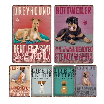 Hayvan Köpek Metal Işaretleri Kaniş Fransız Bulldog Chihuahua Posteri Dekorasyon Pet Shop Vintage Duvar Sanatı Teneke Boyama Plakaları 20x30 cm