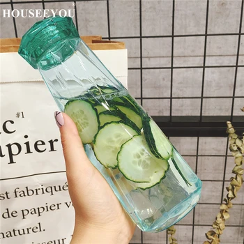 HOUSEEYOU kore elmas tarzı taşınabilir su şişesi plastik su ısıtıcısı BPA ücretsiz çevre dostu açık tur spor içme suyu şişesi