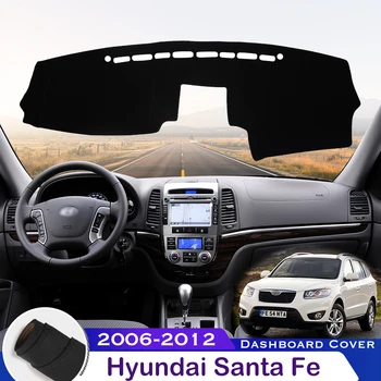 Hyundai Santa Fe 2006-2012 CM için Araba Dash masası örtüsü Önlemek ışıklı çerçeve Enstrüman Platformu sümen Kadife Dash Koruyucu Halı
