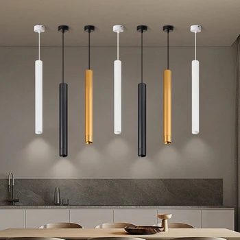 Iskandinav uzun tüp kolye ışıkları asılı Modern mutfak uzunluğu ayarlanabilir lambaları ev yemek yatak odası aydınlatması dekorasyon ışık