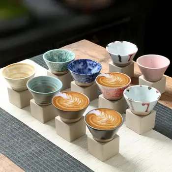 Isıya dayanıklı Kahve Fincanı El Yapımı Japon tarzı çömlek Huni Kahve Fincanı ısıya dayanıklı Latte Cappuccino çay Espresso Konik