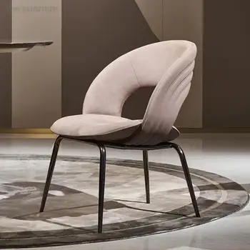 Italyan ışık lüks yemek sandalyesi ev tasarımcı paslanmaz çelik yatak odası soyunma Cafe High-end satış ofis gökkuşağı sandalye