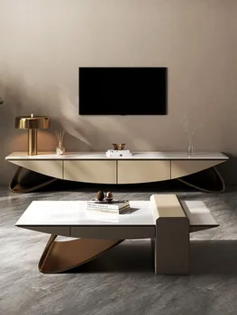 Işık Lüks Kaya Tabağı çay masası TV Dolabı Kombinasyonu Modern Basit Oturma Odası Ev Depolama zemin dolabı