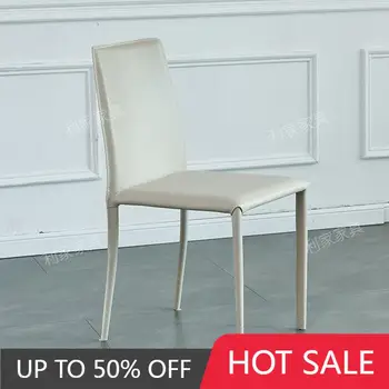 İskandinav Salon yemek sandalyeleri Minimalist Sıcak Beyaz Yumuşak yemek sandalyeleri Deri Restoran Cadeira Jantar Minyatür Mobilya