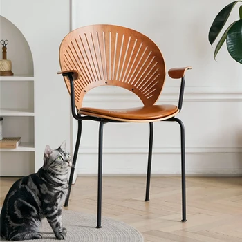 İskandinav Yaratıcı Ahşap yemek sandalyeleri Modern Retro Demir Kabuk Sandalye tasarım sandalye Ev Arkalığı Koltuk yemek odası mobilyası