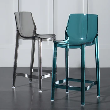 İskandinav Şeffaf akrilik bar sandalyeleri Basit yüksek tabure Modern Lüks bar sandalyeleri Arkalığı Taburetes Cocinas mutfak mobilyası