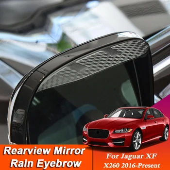 Jaguar XF Için 2 adet Araba-styling X260 2016-Present Karbon Fiber Dikiz Aynası Kaş Yağmur Kalkan Anti-yağmur Kapak Aksesuar