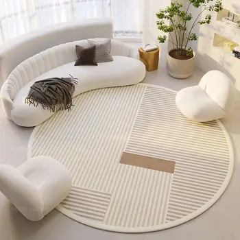 Japon Ins Yuvarlak Halı Oturma Odası Basit Geniş Alan Kilim Yatak Odası Dekorasyon için Dresser bilgisayar sandalyesi Yuvarlak Paspaslar