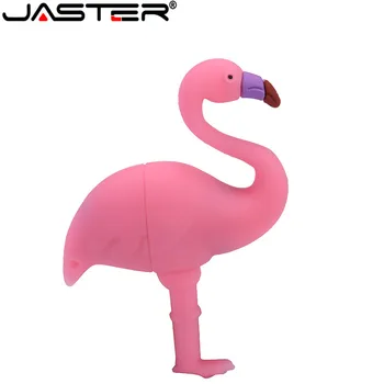 JASTER Karikatür Hayvan flamingo USB flash sürücü Silika jel USB 2.0 4GB / 8GB / 16GB / 32GB / 64GB Hediye Kalem Sürücü Gerçek Kapasite USB Sopa