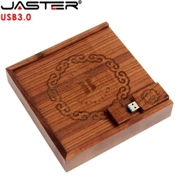 JASTER USB 3.0 Ahşap Fotoğraf Benzersiz albüm kutusu U Disk Pendrive 16GB 32GB Fotoğraf Hediye Ücretsiz LOGO (boyut 170*170*35 Mm)
