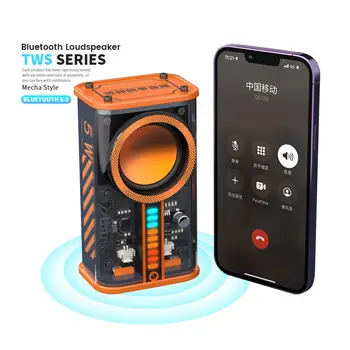 K07 Şeffaf Mecha kablosuz bluetooth hoparlör Taşınabilir Mini Subwoofer Desteği 3D Surround Ses TWS Serisi Ses Hoparlör