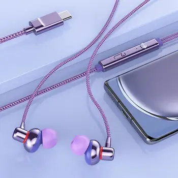 Kablolu Kulaklık Ergonomik HiFi Ses Hacmi Ayarlanabilir Tip-C Tel Kontrolü Kulaklık Mikrofon ile fone de ouvido auriculares