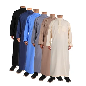 Kaftan Müslüman Erkek Giyim Standı Yaka Elbise Arap Uzun Kollu