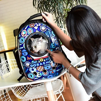 Karikatür Pet Kedi Uzay Kapsülü Açık kedi çantası Nefes Çevre Dostu Taşınabilir Sırt Çantası Köpek çoklu stilleri Kedi seyahat sırt çantası
