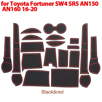 Kauçuk Araba Yuvası Ped kaymaz Fincan Mat Anti Kayma Kapı Oluk Mat İç Toyota Fortuner için SW4 SR5 AN150 AN160 2016-2020