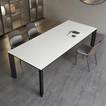 Kaya plaka yemek masası ev modern basit ışık lüks boy daire dikdörtgen alüminyum alaşımlı yemek masası