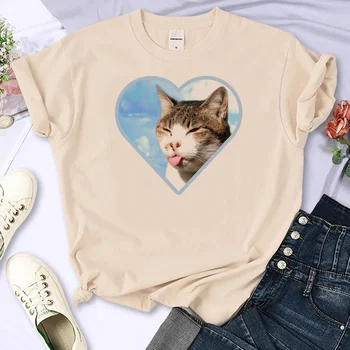 Kedi Baskı t shirt kadın komik harajuku grafik üst kadın grafik anime komik giyim
