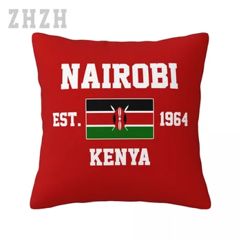 Keten Yastık Kılıfı Kenya EST.1964 Nairobi Sermaye Atmak Yastık Örtüsü Aile Ev Dekor Kanepe Araba bel yastığı