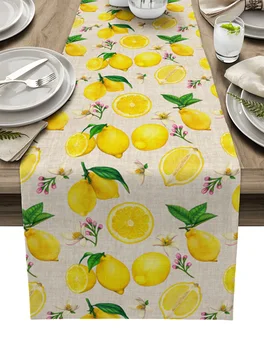Limon Yaz Meyve Masa Koşucu Düğün Tatil Parti yemek masası örtü bezi Placemat Peçete Ev Mutfak Rustik Dekorasyon