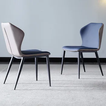 Lüks Deri Sanat Yemek Sandalyesi Mutfak İskandinav Basit Demir Sandalye Modern Minimalist Eğlence Arkalığı ofis taburesi