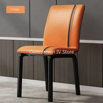 Lüks Deri yemek sandalyeleri İskandinav Minimalist Tasarım Rahatlatıcı Yemek Sandalye Minderi Arkalığı Silla Comedor Ev Mobilyaları WZ50DC