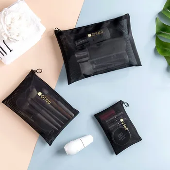 Makyaj Çantaları Kız bozuk para cüzdanı Cüzdan Organizatör kılıf çanta Siyah Örgü Seyahat Fermuar Kozmetik Ruj Taşınabilir saklama çantası