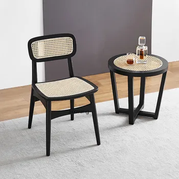 Masif ahşap yemek Sandalyeleri Tasarımcı İskandinav Minimalist Modern Rattan Sandalye Masası Tasarımcı Arkalığı Yaratıcı yemek masası ve Sandalye