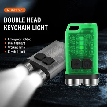 Mini LED 900LM el feneri çalışma ışığı taşınabilir cep feneri anahtarlıklar USB şarj edilebilir yan ışık açık kamp için