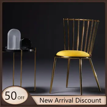 Minimalist Tasarım Yemek Sandalyesi Metal Döşemeli Modern Benzersiz Yemek Sandalyesi Mutfak Resepsiyon Sillas De Comedor Ev Mobilyaları