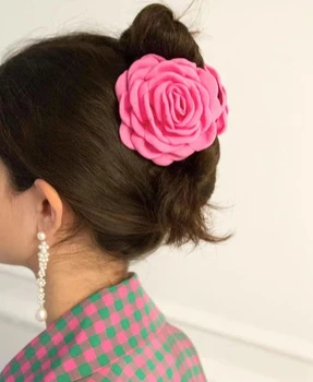 Moda Romantik Fransız Gül Çiçek Tasarım saç tokası Tatlı Saç Pençeleri Kadınlar Kız Takı için 2023 Şık Günlük İNS Şapkalar